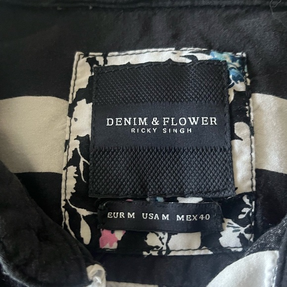 Denim & Flower Monochrome Striped Shirt - Picture 3 of 5